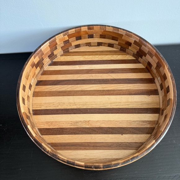 Vintage | Large 11 Inch Segmented Wood Bowl Handcrafted Artisan Turned Art Mixed - Picture 3 of 8